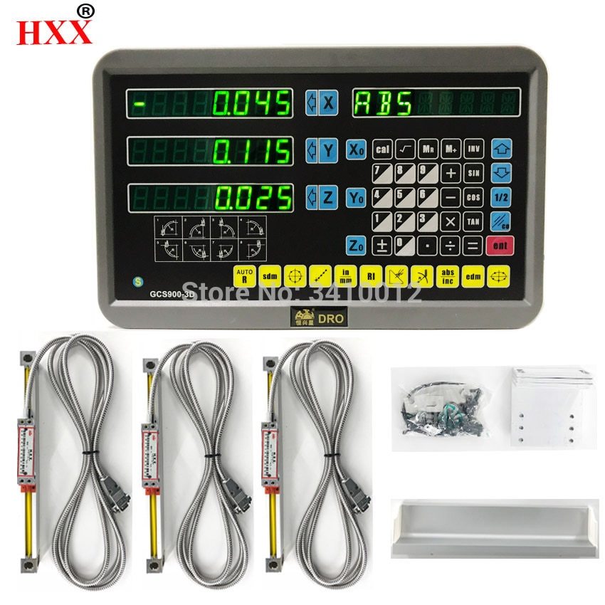 3 axis dro digital readout GCS900-3D and 3 pcs linear optical ruler dimensions