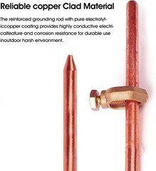4FT Electrical Grounding Copper Ground Rod Earthing bar for Electric Fences Sate