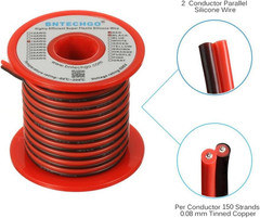 BNTECHGO 18 Gauge Flexible 2 Conductor Parallel Silicone Wire Spool Red Black Hi