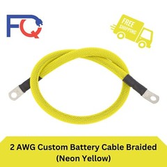 2 AWG Gauge Custom Battery Cable Copper Braided (Neon Yellow)