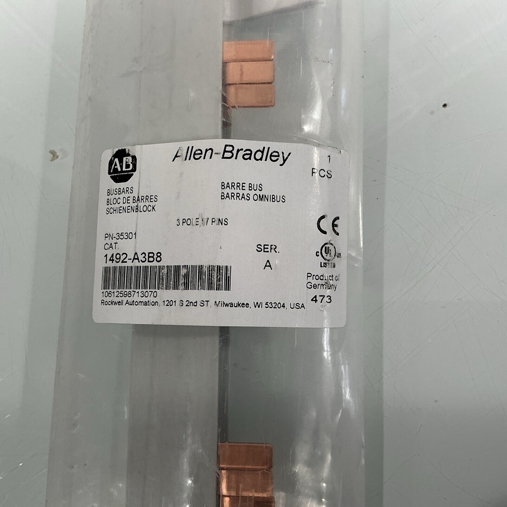New in Bag Allen Bradley 1492-A3B8 Three Phase Bus Bar 80A, (19) 3 Phase Devices