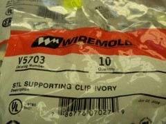 Wiremold V5703 Supporting Clip Ivory 5 Packs of 10
