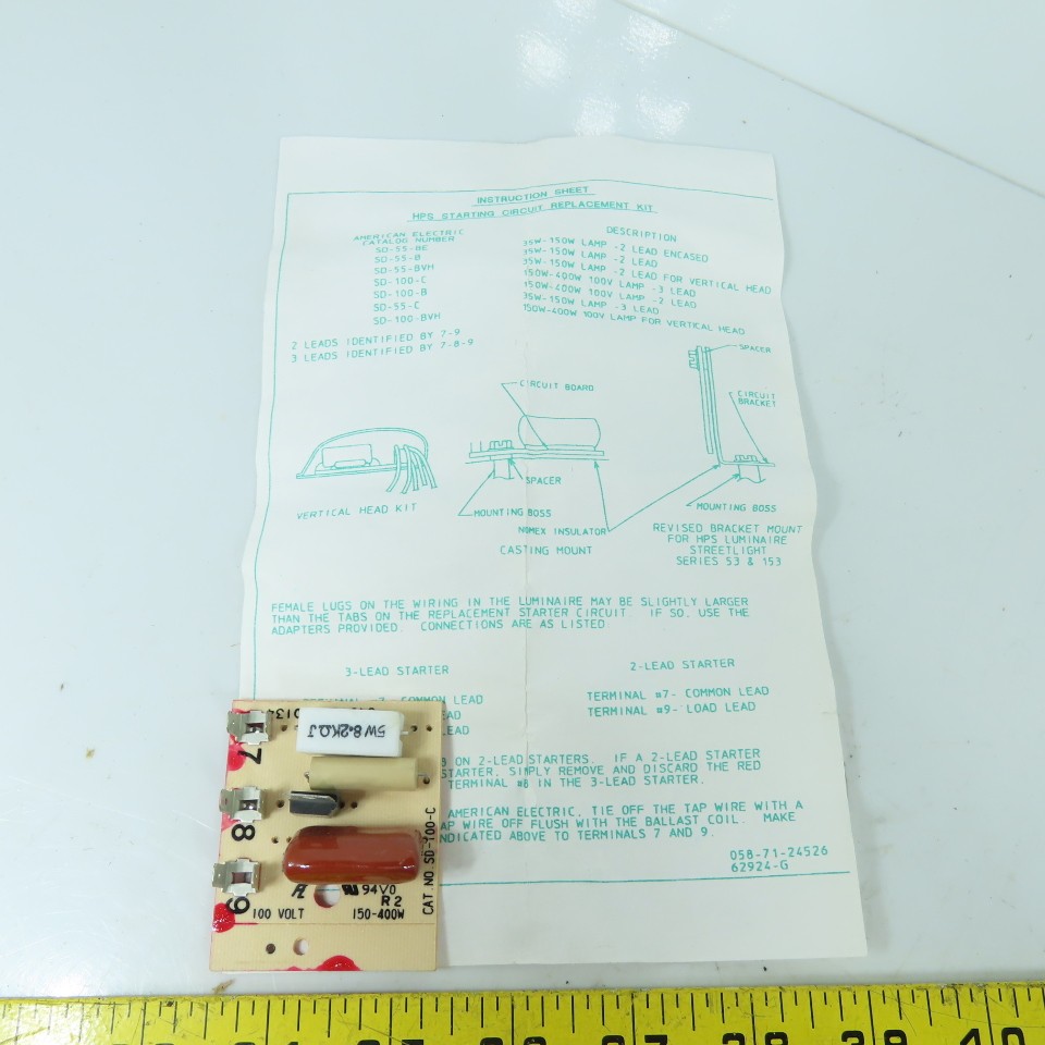 American Electric SD-100-C HPS Starting Circuit Replacement Kit 150-400W
