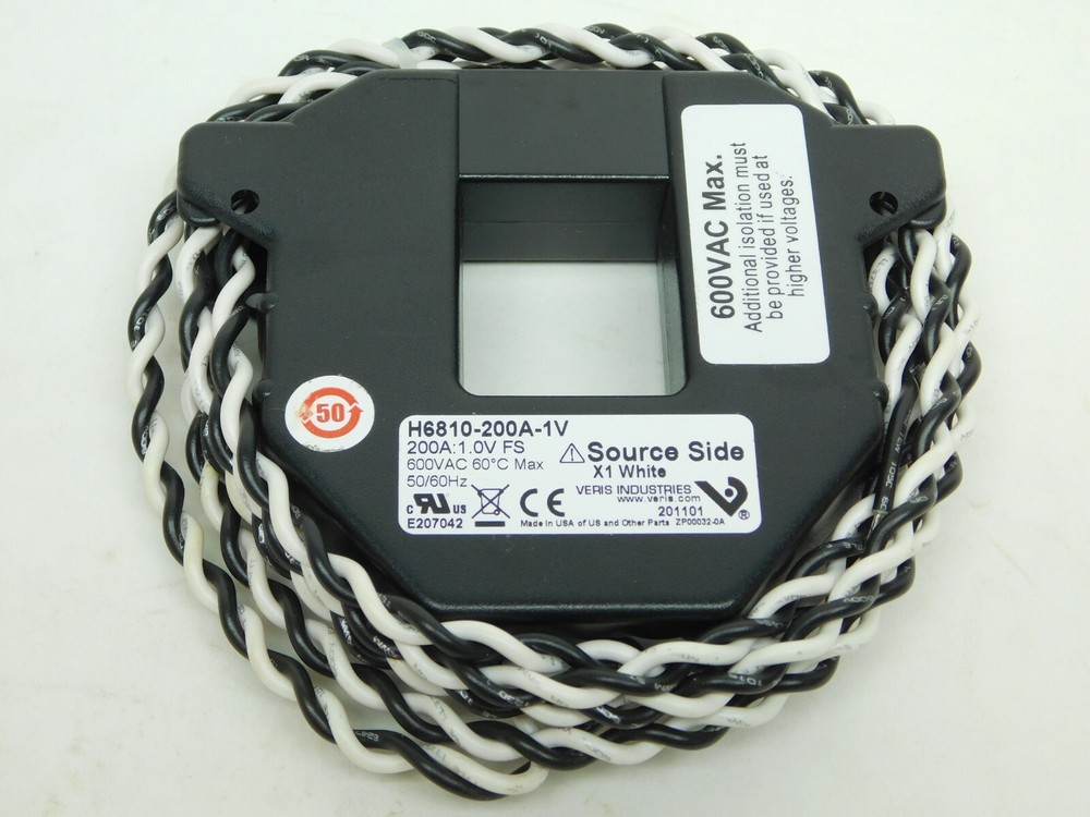 Veris H6810-200A-1V Hawkeye 681X Split Core CT AC Current Transducer Size 2 (VN)