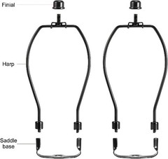 7 Inch Lamp Harp Kits Polish Black Finish 3/8 Inch Saddle Base Holes Light Duty