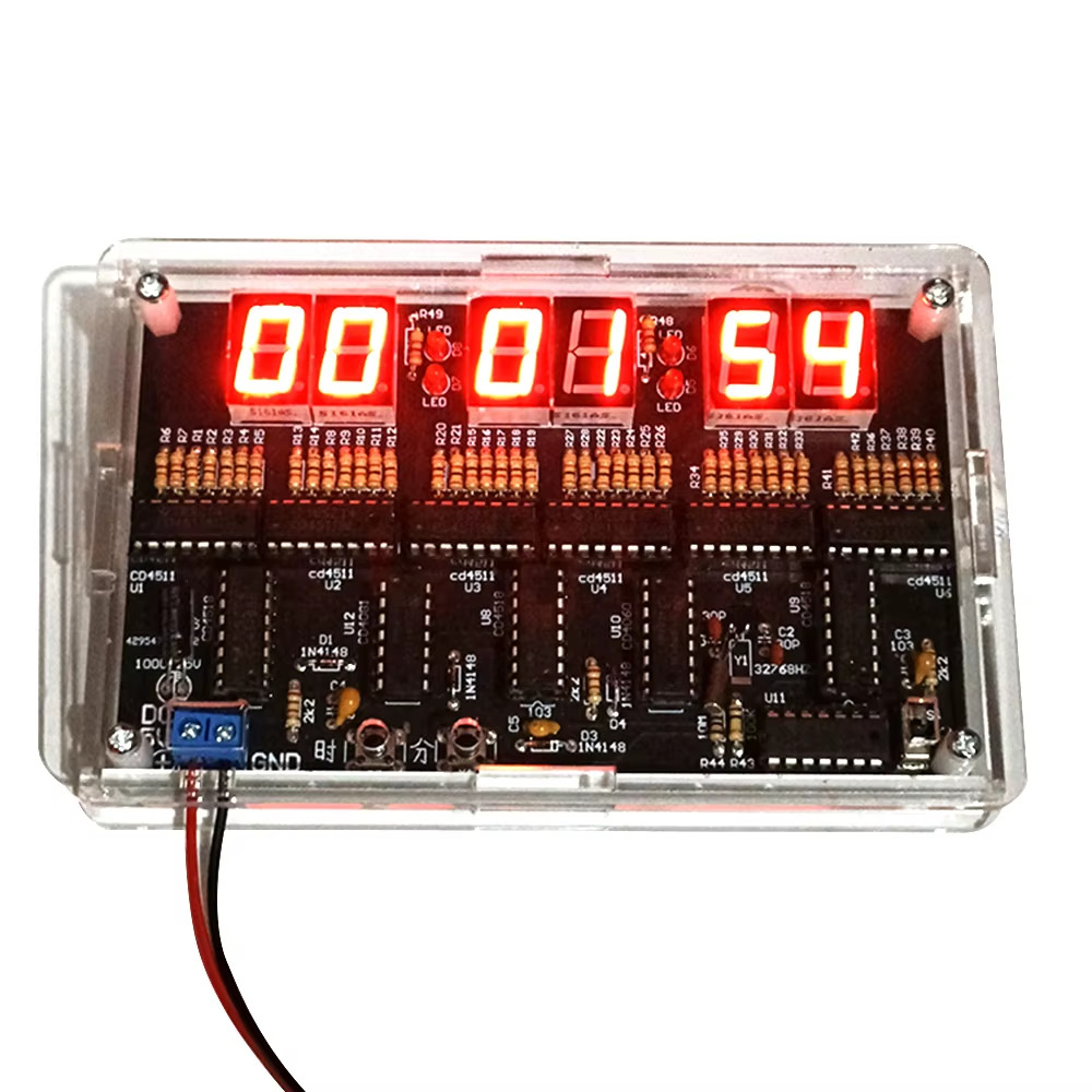 Digital Circuit Clock DIY Electronic Kit Electronic Clock Teaching Kit W/ Case
