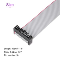 5 Pack Long 30CM 2.54MM Flat Ribbon Cable IDC 18 Pin Connector