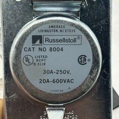 Russellstoll/Ameraca 8004 30A-250V,20A 600VAC EVER-LOK RECEPTALCE ⭐