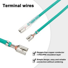 20Pcs Female Spade Crimp Terminal 3.8mm 20cm Wires, Green