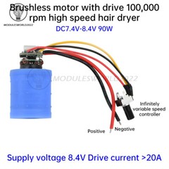 DC9V12V24V 100000RPM BLDC 3-Phase Ultra High Speed Brushless Motor w/ Driver Fan