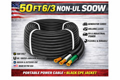 6/3 SOOW Portable Cord 50FT 600V Non UL Black Flexible Cable USA Made6/3 SOOW P