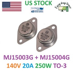 2Pcs 1Pair MJ15003G + MJ15004G TRANSISTOR Bipolar 140V 20A 250W TO-3