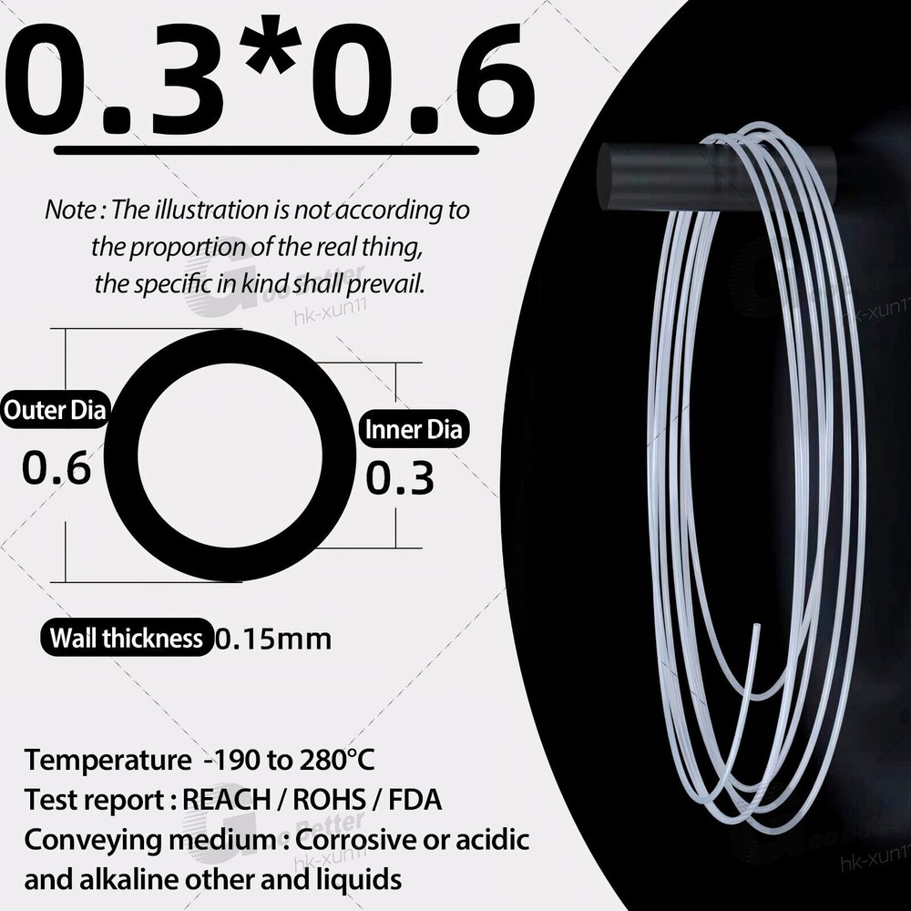 0.6-14mm OD PTFE Tubing 3D Printer PTFE Tube for Filament Extruders 0.3-11mm ID