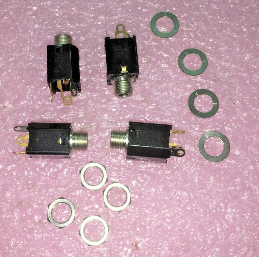 (4 PIECE LOT) MS112B, SWITCHCRAFT CONNECTOR JACK STEREO 6.35MM PANEL MOUNT