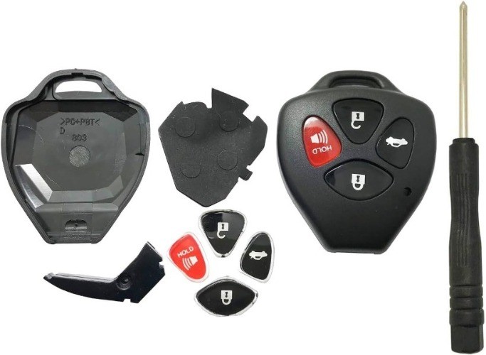 Replacement Key Fob Case Shell with Pad Compatible with 2008-2013 RAV4, 2007-201