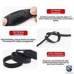 PET Braided Cable Sleeving, Auto Wire Harnessing Sheathing Black Ø1mm to 100mm
