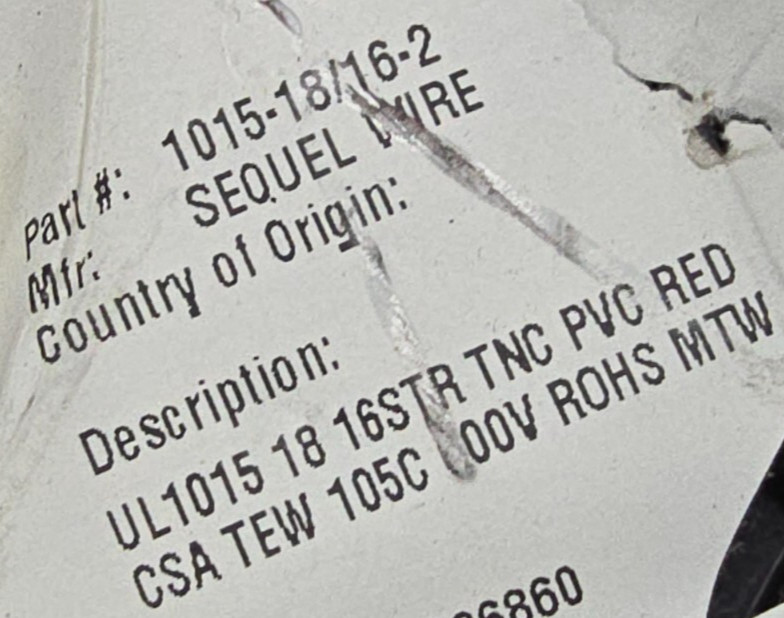 Sequel Wire #18awg Stranded Tinned Copper UL-1015/1230/1032 Hook-Up Red /100ft