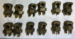 Lot of 12 – Burndy KS27 Ground Bolt Connectors R3/0 T8-3/0