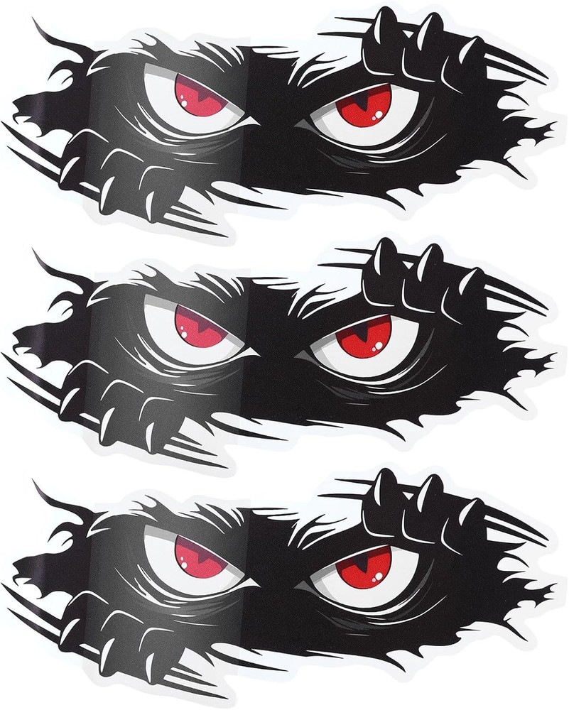 3Pcs Monster Angry Eyes Decals, 10×4 Inch Black Vinyl Bumper Stick Color: 3pcs