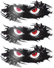 3Pcs Monster Angry Eyes Decals, 10×4 Inch Black Vinyl Bumper Stick Color: 3pcs