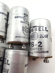 Lot of 5 Hubbell FS-2 Fluorescent Lamp Starters 15/20 Watts With Condenser FS2
