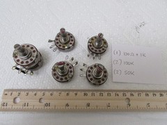 (5) Allen-Bradley Type J A-B Potentiometers 100 Ohm 50K 100K