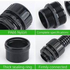 IP68 Waterproof Nylon Corrugated Sleeve Tubing Compression Junction AD10-AD54.5