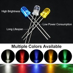 3mm 5mm LED Diodes Kit 700 Piece 10 Values 5 Color Light Assortment Low Voltage