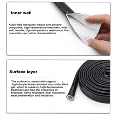 Silicone / Fibreglass Fire Sleeving Protective Heat Shield Sleeve Black/Red/Blue