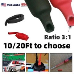 Waterproof Marine 3:1 Heat Shrink Tubing Glue Adhesive Lined Black or Red Ratio