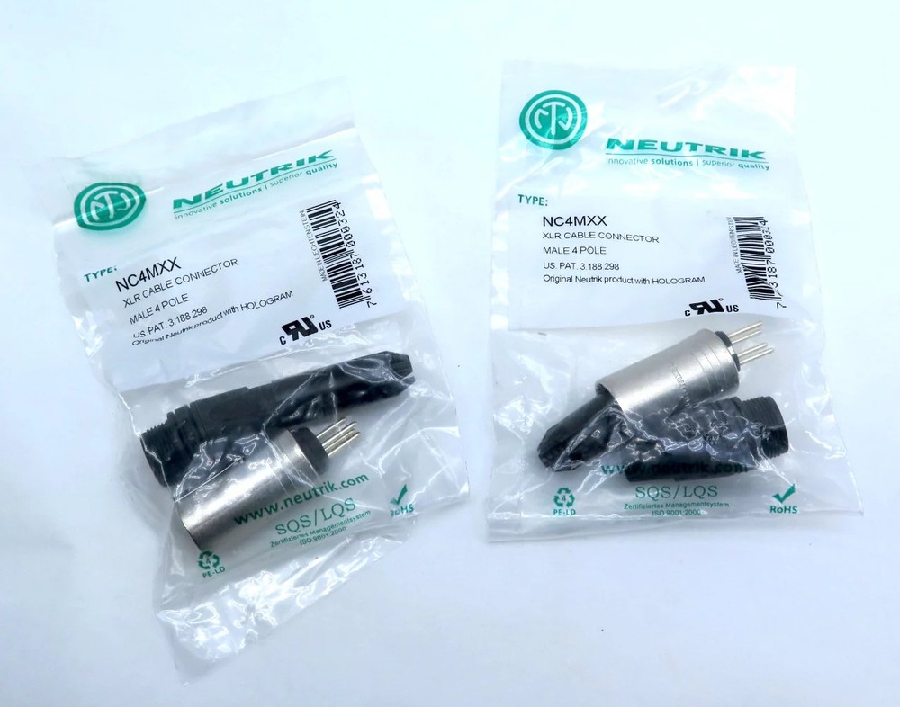 Neutrik NC4MXX 4 Pin Male XLR Cable Connector LOT OF 2