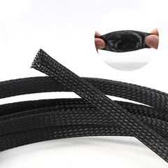 Black PET Expandable Wire Cable Sleeving Sheathing Braided Loom Tubing 1/8″ – 2″