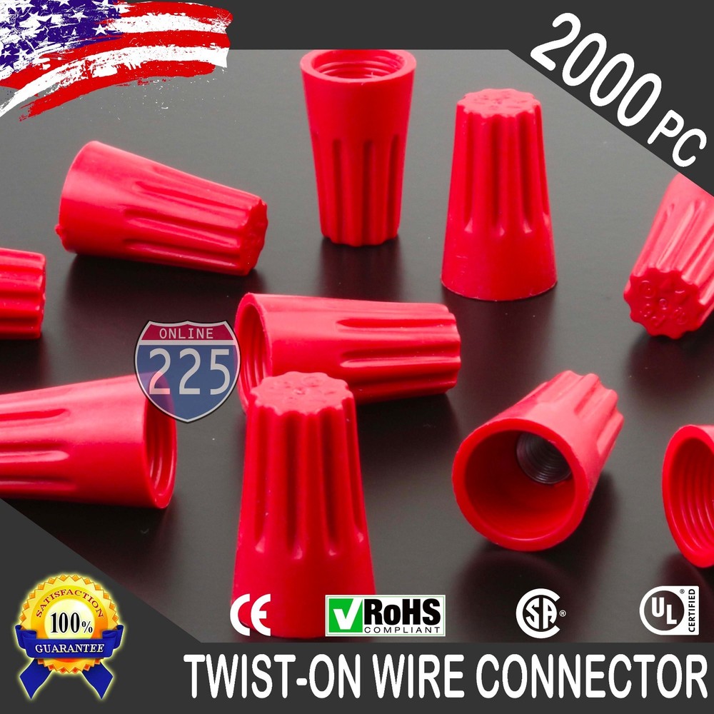 2000 pcs Red Twist-On Wire Connector Connection nuts 18-10 Gauge Barrel Screw