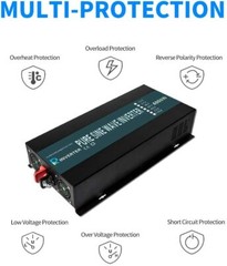 Pure Sine Wave Inverter 4000W 12V DC to 120VAC Solar Generator Battery Backup RV