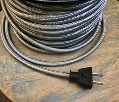 Steel Metal Covered Cord – Round 3wire Metal Braided Cable, Mesh Jack – Per Foot