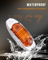 6pcs 6LED Amber LED Trailer Marker Light w/Chrome Bezel Assembly Side Marker Lig