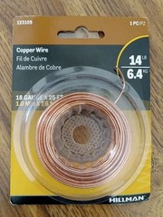 Hillman Copper Wire 18 Gauge 25 Ft. Roll # 123109 NEW