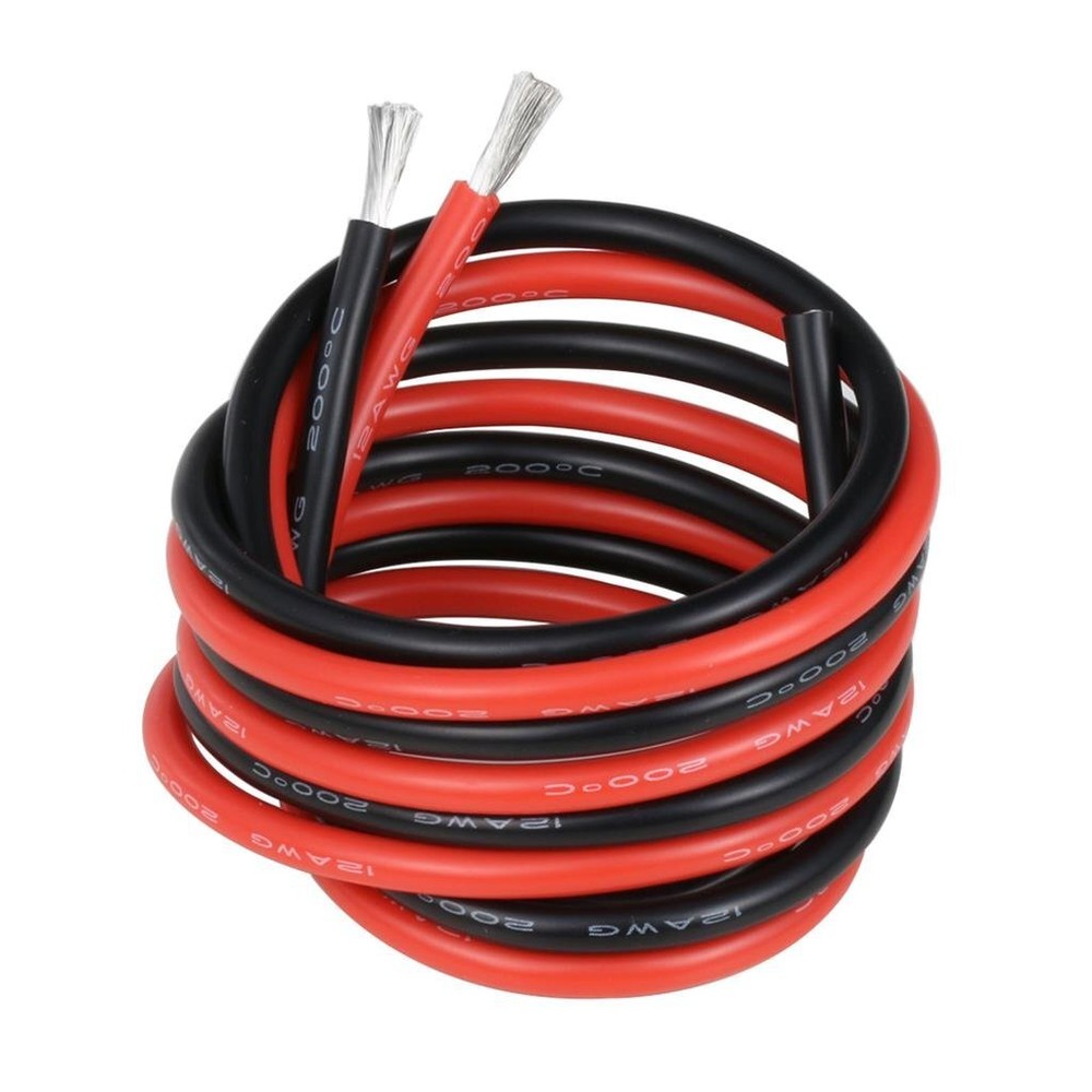 Cable De Silicona Calibre 12, 10 Pies Rojo Y 10 Pies Negro Hilo Flexible De 12