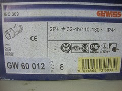 NEW Gewiss GW60012 GW-60-012 Protected Inlet Plug 32 amp 2P+E 110v IP44