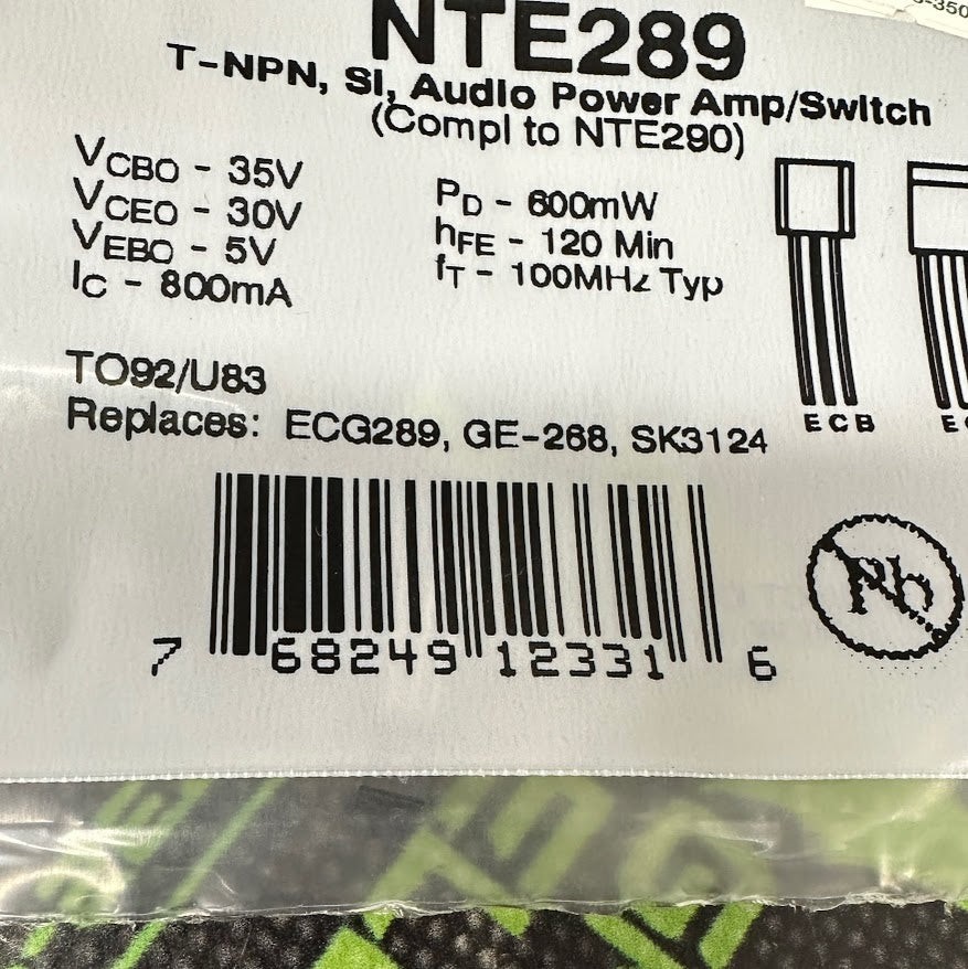 NTE289 – NTE – T-NPN SI AF POWER AMP
