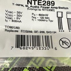 NTE289 – NTE – T-NPN SI AF POWER AMP