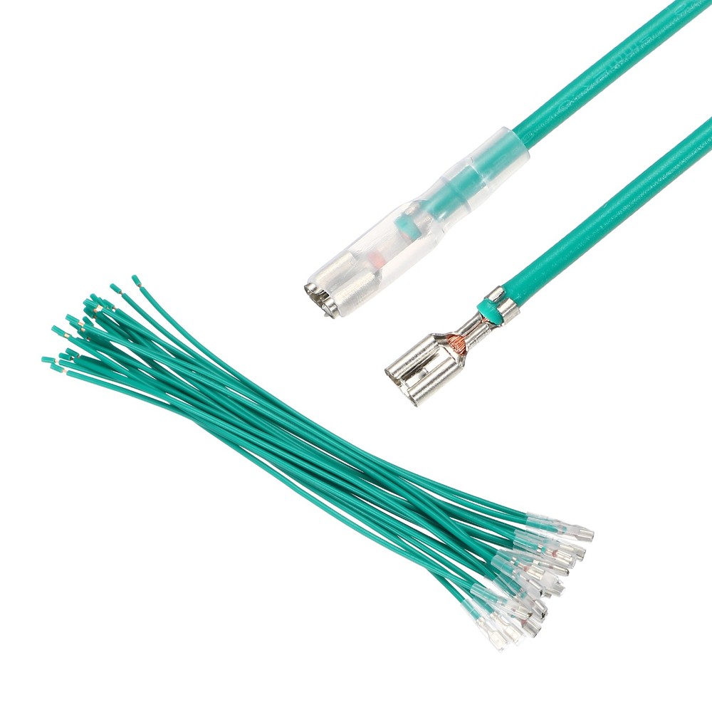 20Pcs Female Spade Crimp Terminal 3.8mm 20cm Wires, Green