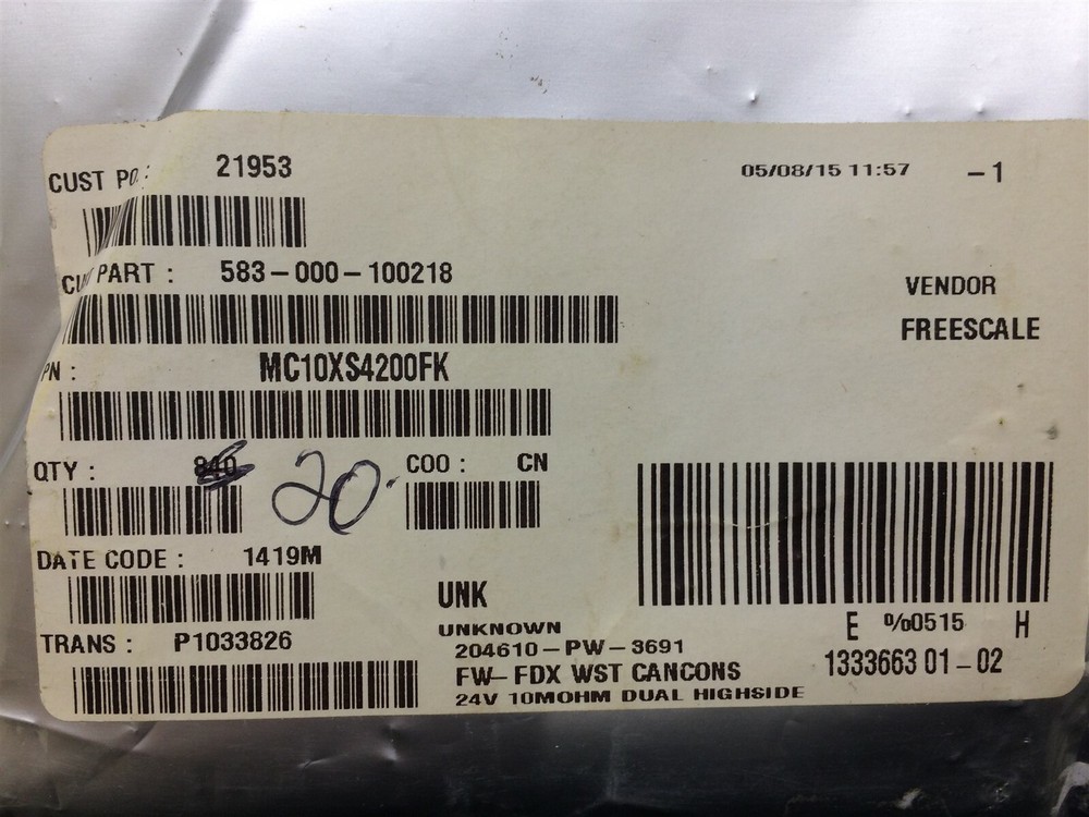 MC10XS4200FK FREESCALE IC PWR SWITCH N-CHAN 1:1 23PQFN 1 UNIT