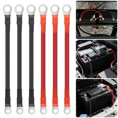 6 PCS 6AWG Battery Inverter Cables 12in 3/8″ & 1/4″ Tinned Copper Terminals Wire