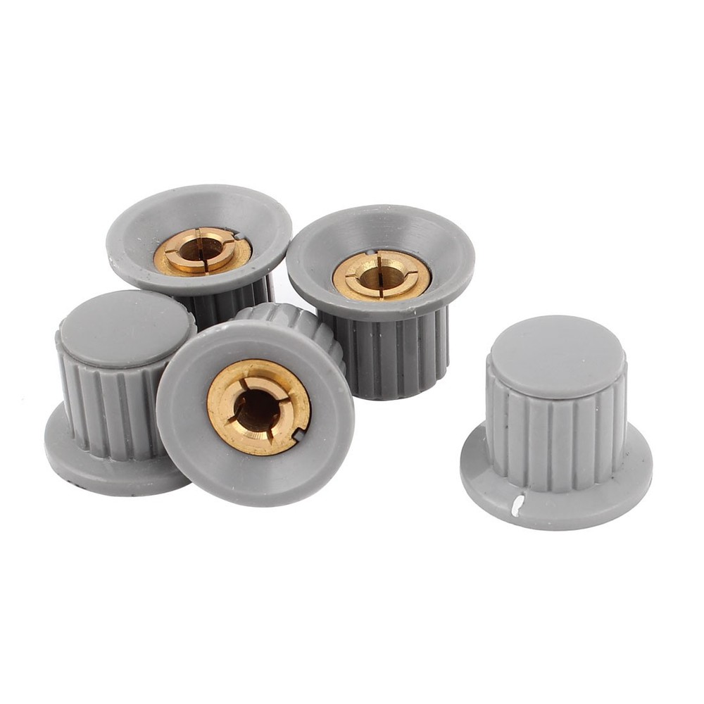 5pcs 6mm Dia Shaft Potentiometer AV CD Volume Tone Control Rotary Knobs Gray