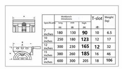 Tilting Table Adjustable Angle Table Milling Machine Table 7/10/12/15/24 Inch