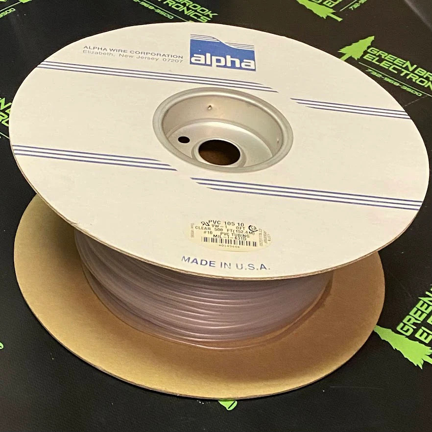 PVC105-10-CLEAR – ALPHA – 500FT – #10 PVC TUBING – MIL-I-631D – CLEAR
