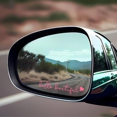 Pink Heart Rearview Mirror Decal for Cars, 3X Waterproof Vinyl Mir Color: Pink