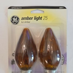 GE 25W Amber Decorative Flame Shape Bulbs Medium Base Lot of 4~ New Old Stock