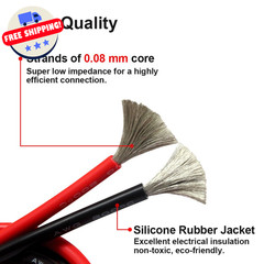 14 AWG Silicone Wire Kit 40Ft – 20Ft Red & Black, Flexible, High Tem